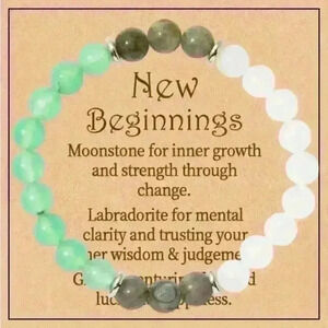 Natural Stones (New Beginnings) Moonstones , Labradorite & Green Aventurine